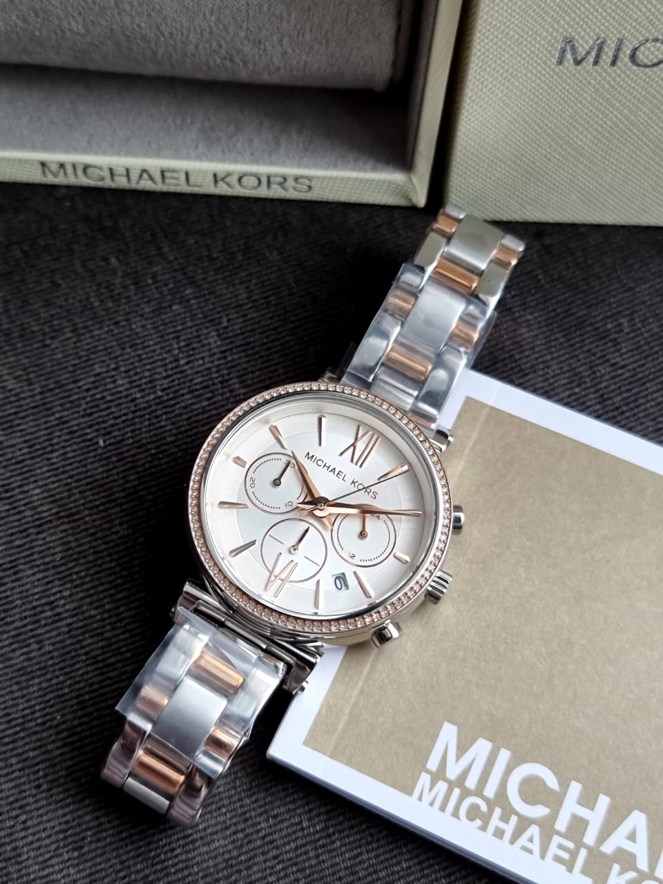 MICHAEL KORS Sofie Chronograph Crystal Silver Dial Ladies Watch MK6558