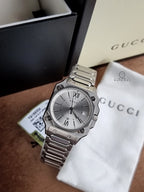 Gucci G-Flat Silver Dial Stainless Steel Swiss Quartz Unisex Watch 30mm – YA166504