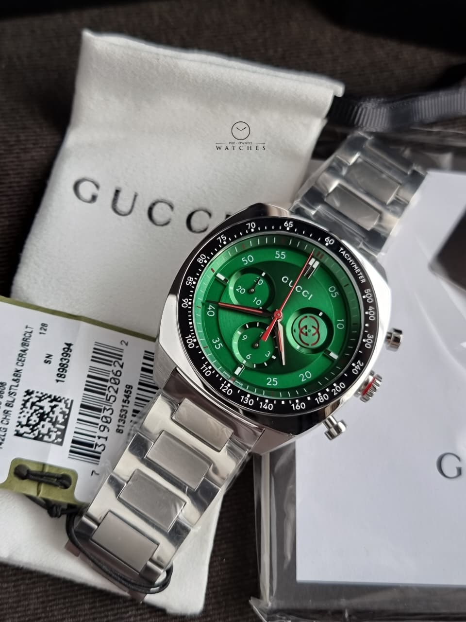 Gucci Interlocking Green Dial Chronograph Stainless Steel Swiss Quartz Men's Watch 41mm – YA142318