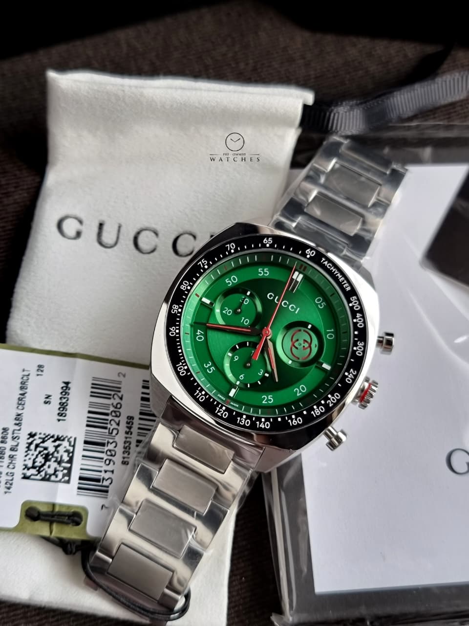 Gucci Interlocking Green Dial Chronograph Stainless Steel Swiss Quartz Men's Watch 41mm – YA142318