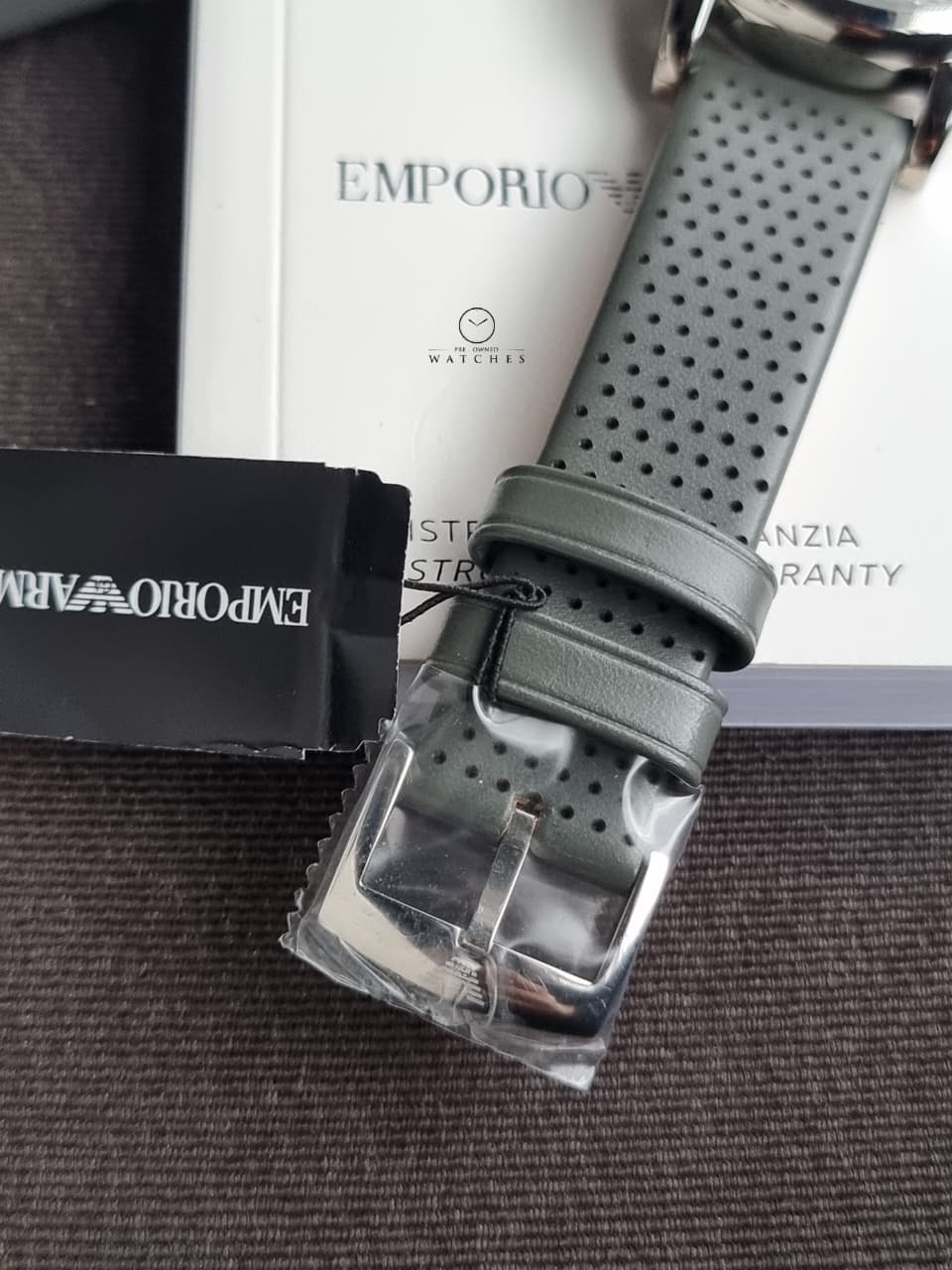 Emporio Armani Men’s Chronograph Quartz Leather Strap Grey Dial 41mm Watch AR1735