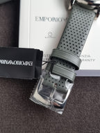 Emporio Armani Men’s Chronograph Quartz Leather Strap Grey Dial 41mm Watch AR1735