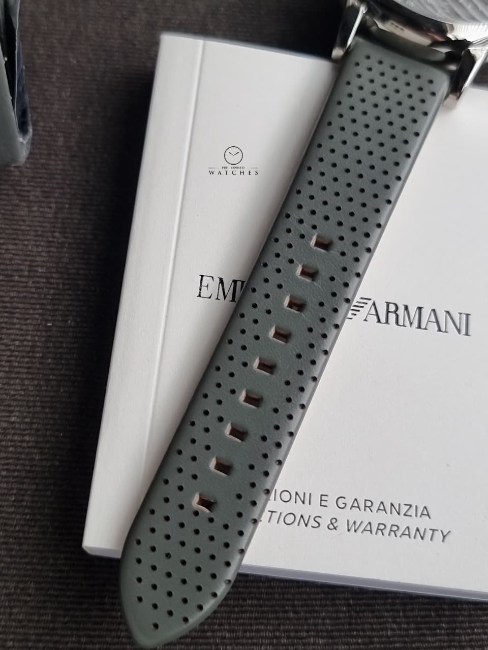 Emporio Armani Men’s Chronograph Quartz Leather Strap Grey Dial 41mm Watch AR1735