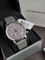 Emporio Armani Men’s Chronograph Quartz Leather Strap Grey Dial 41mm Watch AR1735