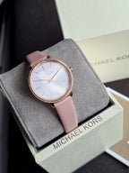 Michael Kors MK2803 Pyper Women's Watch – White Dial, Pink Leather Strap, Rose Gold-Tone 32mm Quartz