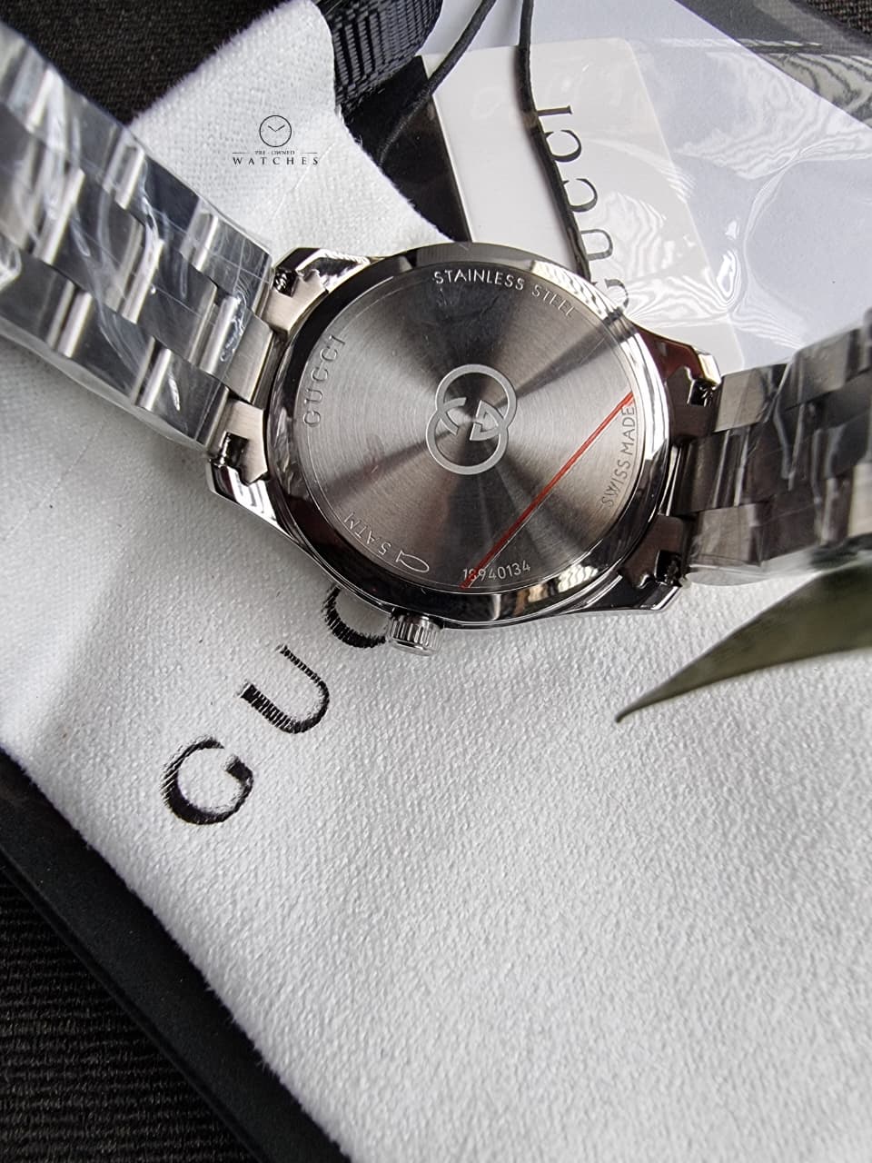 Gucci G-Timeless 29mm Silver Stainless Steel Burgundy Dial Swiss Quartz Ladies Watch – YA1265069