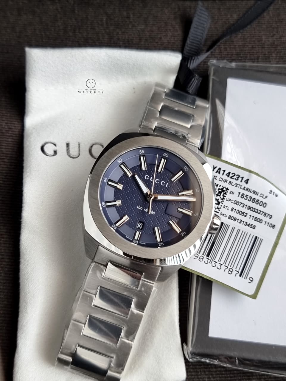 Gucci GG2570 40mm Silver Stainless Steel Blue Dial Swiss Quartz Men's Watch – YA142314