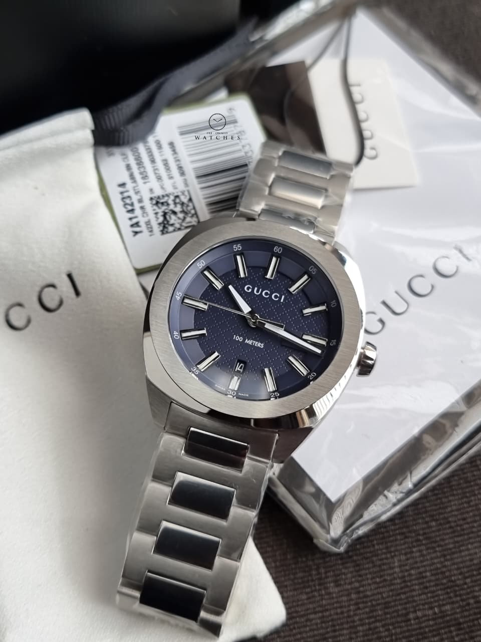 Gucci GG2570 40mm Silver Stainless Steel Blue Dial Swiss Quartz Men's Watch – YA142314