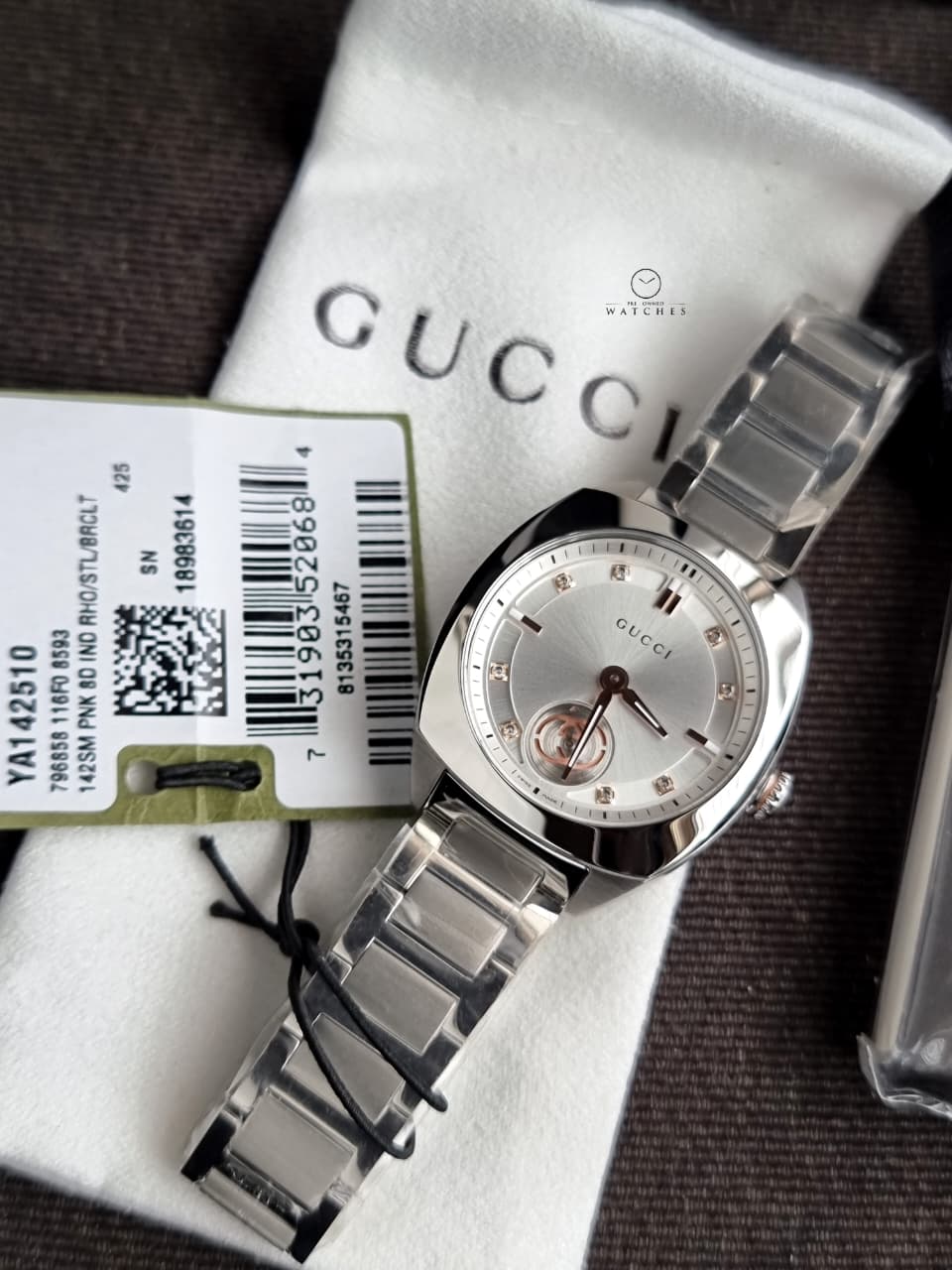 Gucci Interlocking 29mm Silver Stainless Steel Silver Diamond Dial Swiss Quartz Women's Watch – YA142510