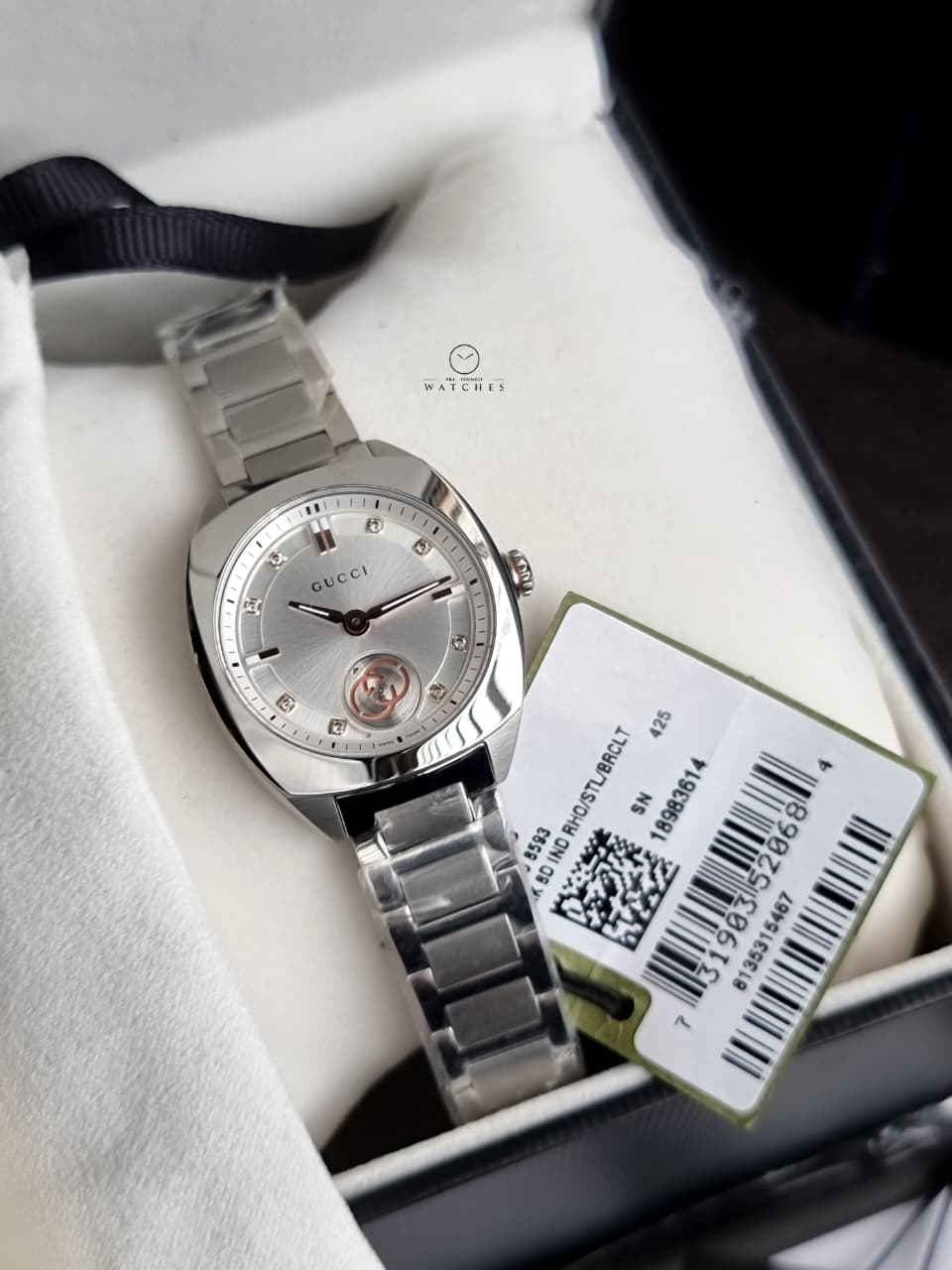 Gucci Interlocking 29mm Silver Stainless Steel Silver Diamond Dial Swiss Quartz Women's Watch – YA142510