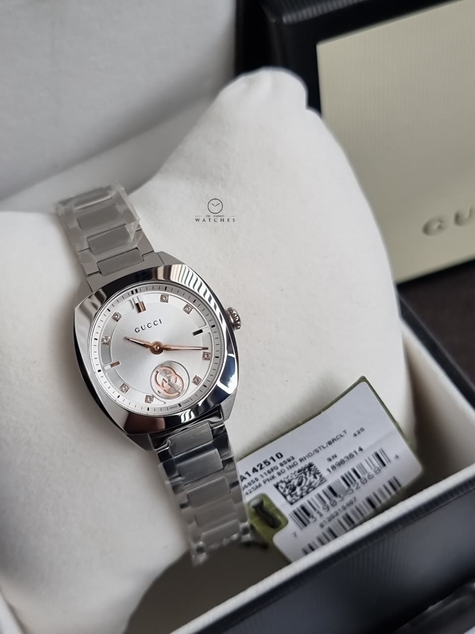 Gucci Interlocking 29mm Silver Stainless Steel Silver Diamond Dial Swiss Quartz Women's Watch – YA142510