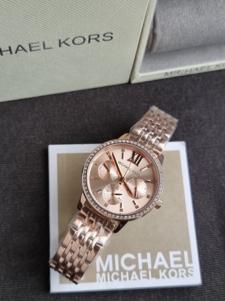 Michael Kors Melissa Pavé 35mm Rose Gold Stainless Steel Chronograph Women's Watch – MKO1081