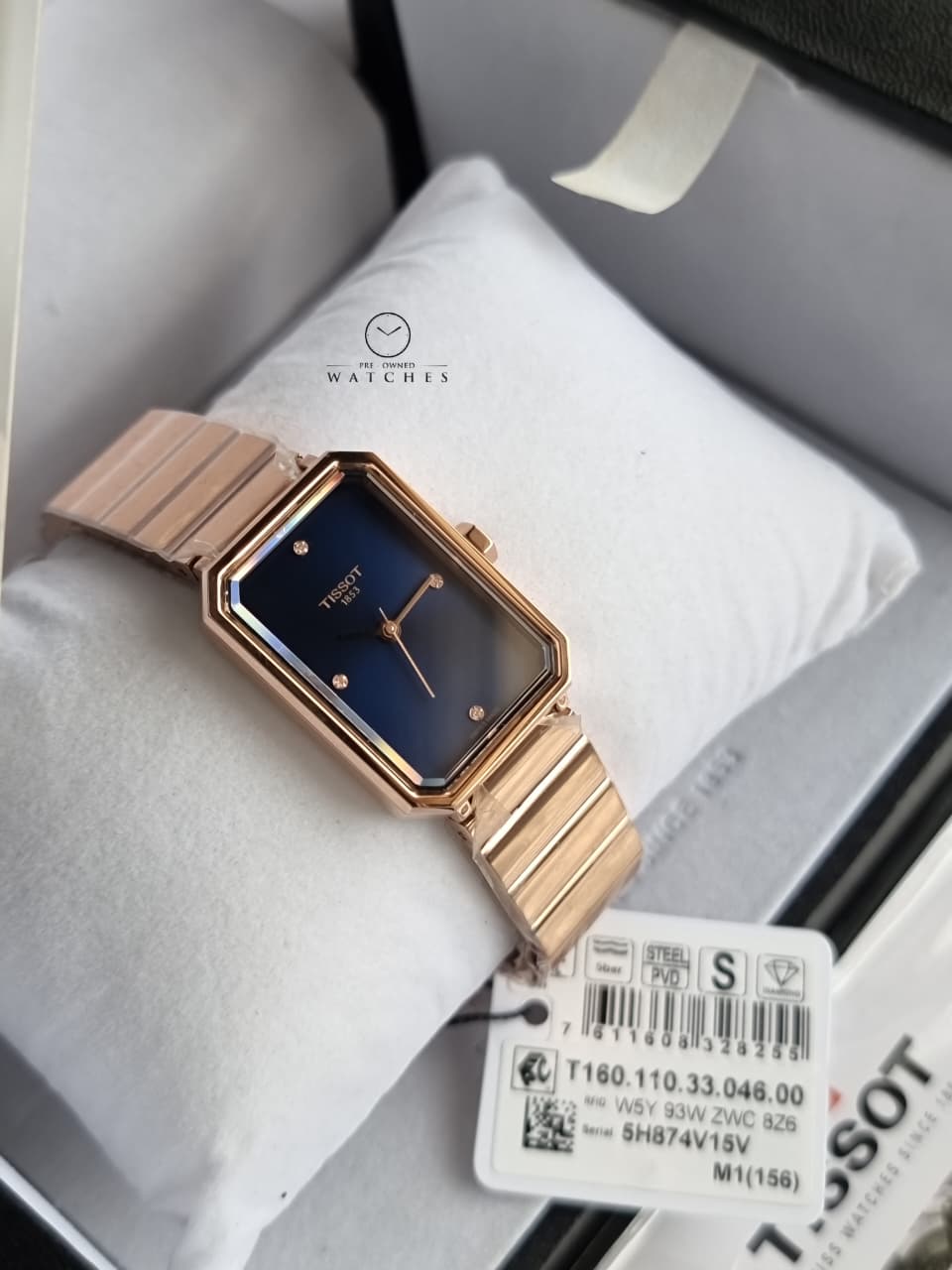 Tissot  SRV 30mm Blue Diamond Dial Rose Gold PVD Steel Women's Watch T160.110.33.046.00