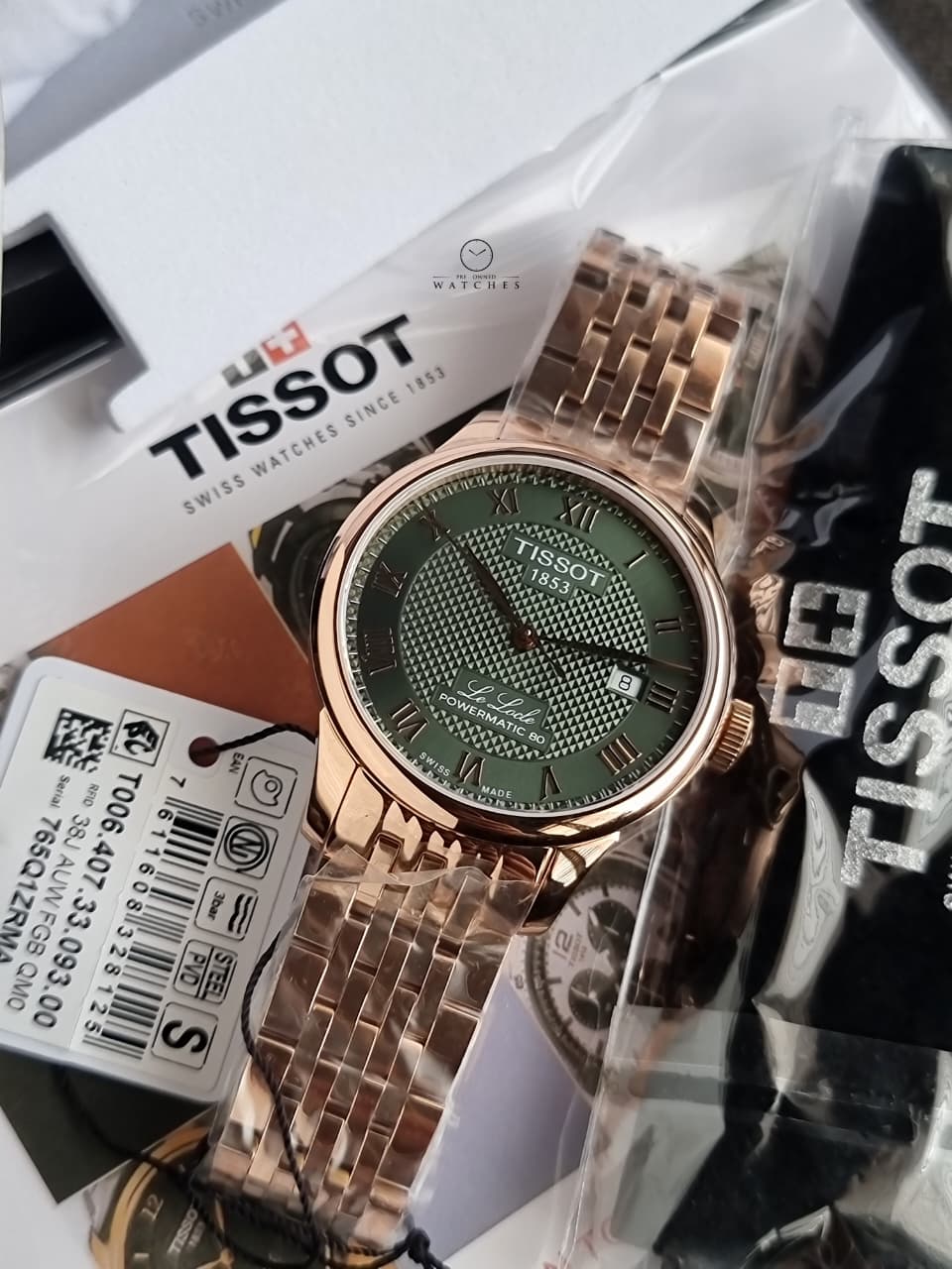 Tissot Le Locle 39.3mm Green Dial Rose Gold PVD Stainless Steel Swiss Automatic Men's Watch – T006.407.33.093.00