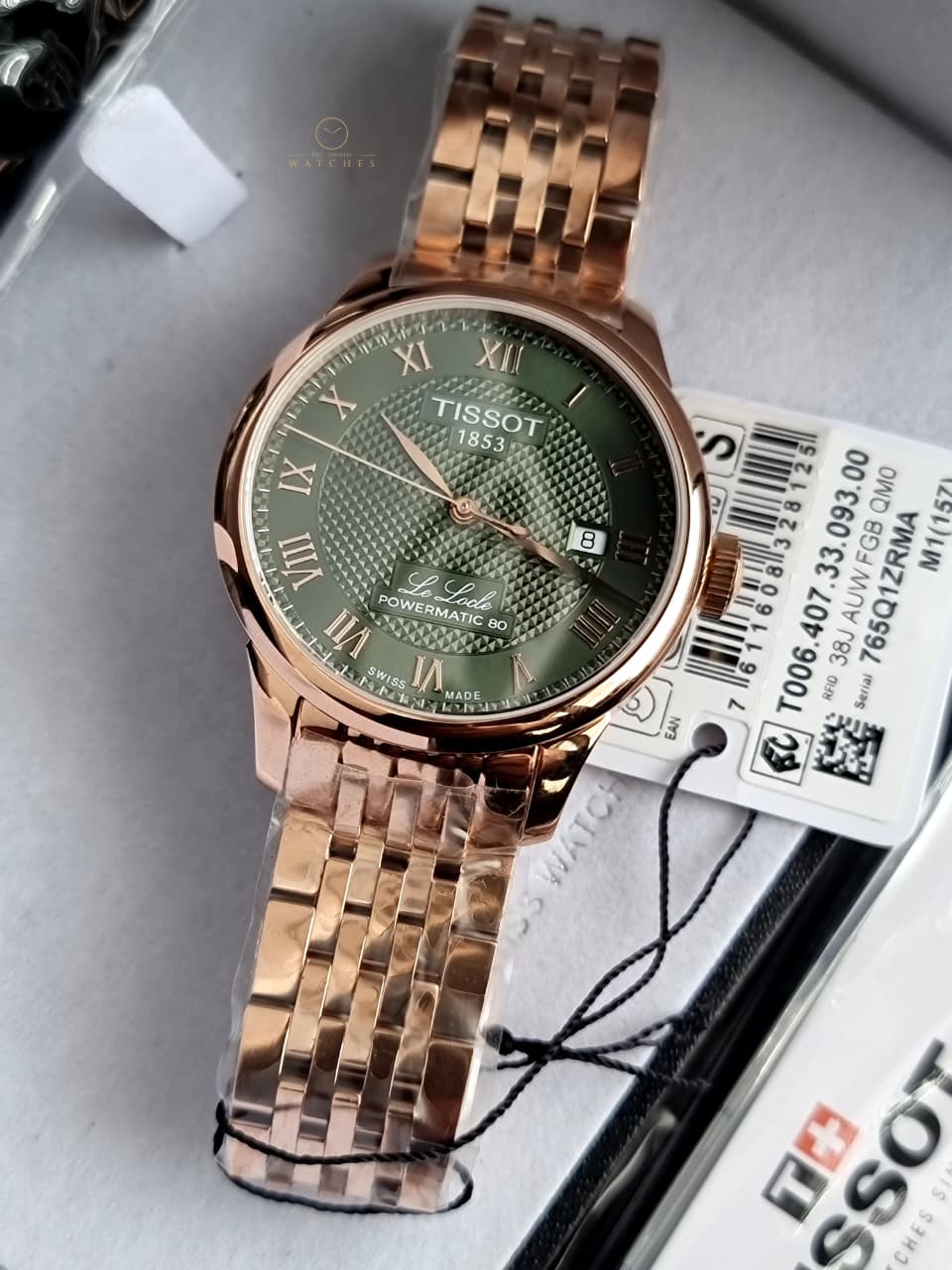 Tissot Le Locle 39.3mm Green Dial Rose Gold PVD Stainless Steel Swiss Automatic Men's Watch – T006.407.33.093.00
