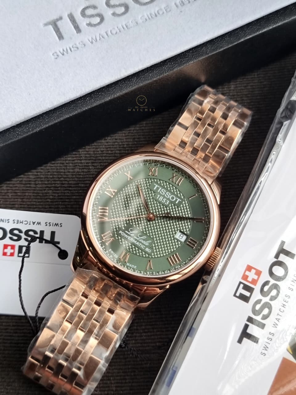 Tissot Le Locle 39.3mm Green Dial Rose Gold PVD Stainless Steel Swiss Automatic Men's Watch – T006.407.33.093.00