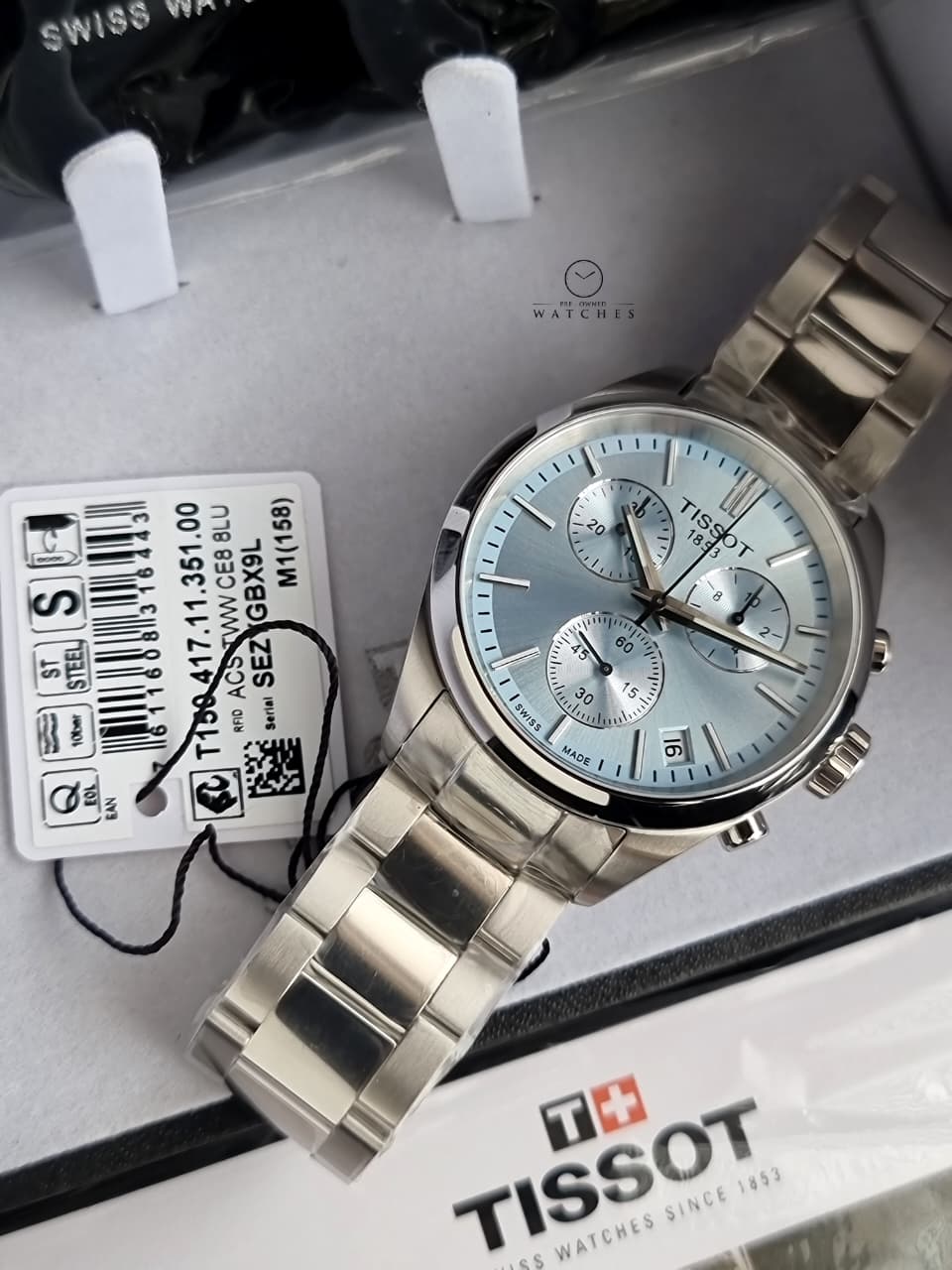 Tissot PR 100 40mm Ice Blue Dial Silver Stainless Steel Swiss Quartz Chronograph Men's Watch – T150.417.11.351.00