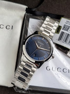 Gucci Men’s Analog Quartz Stainless Steel Blue Dial 38mm Watch YA126440