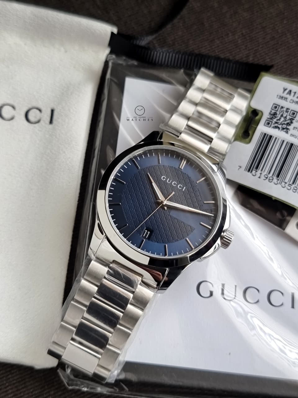 Gucci Men’s Analog Quartz Stainless Steel Blue Dial 38mm Watch YA126440