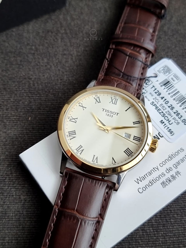 Tissot T-Classic 42mm Brown Dial Brown Leather Strap Swiss Quartz Men's Watch – T129.410.26.263.00 Hover Image