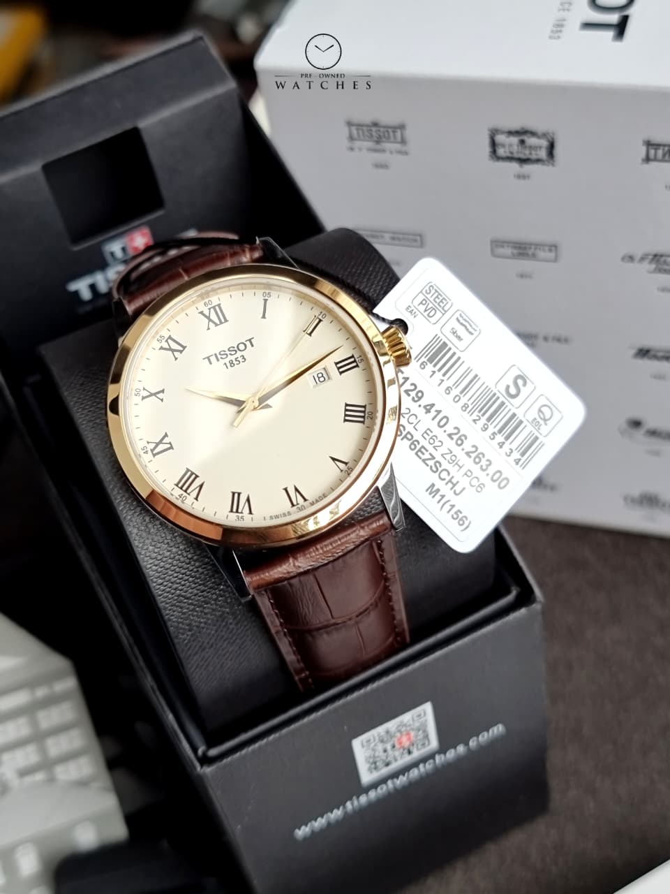 Tissot T-Classic 42mm Brown Dial Brown Leather Strap Swiss Quartz Men's Watch – T129.410.26.263.00