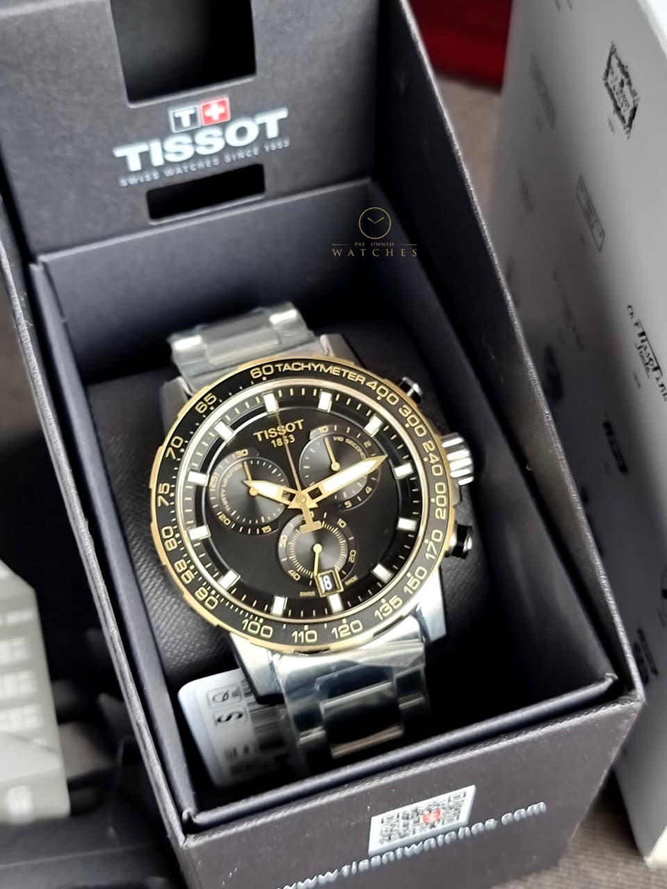 Tissot Supersport Chronograph 45.5mm Black Dial Two-Tone Stainless Steel Swiss Quartz Men's Watch – T125.617.21.051.00