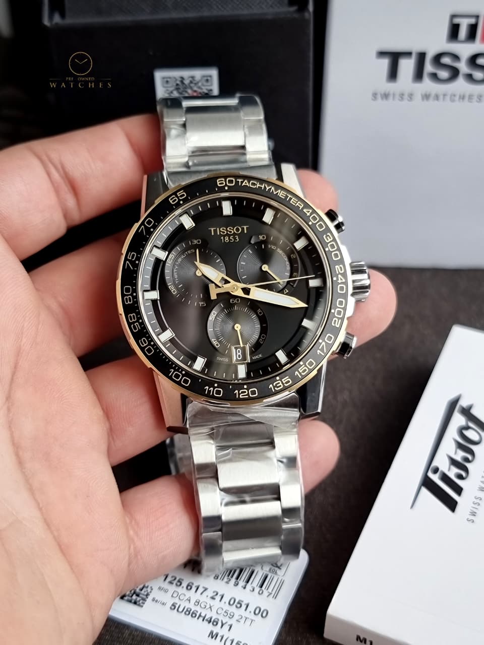 Tissot Supersport Chronograph 45.5mm Black Dial Two-Tone Stainless Steel Swiss Quartz Men's Watch – T125.617.21.051.00