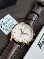 Tissot Tradition Chronograph 42mm Silver Dial Brown Leather Strap Swiss Quartz Men's Watch – T063.617.36.037.00