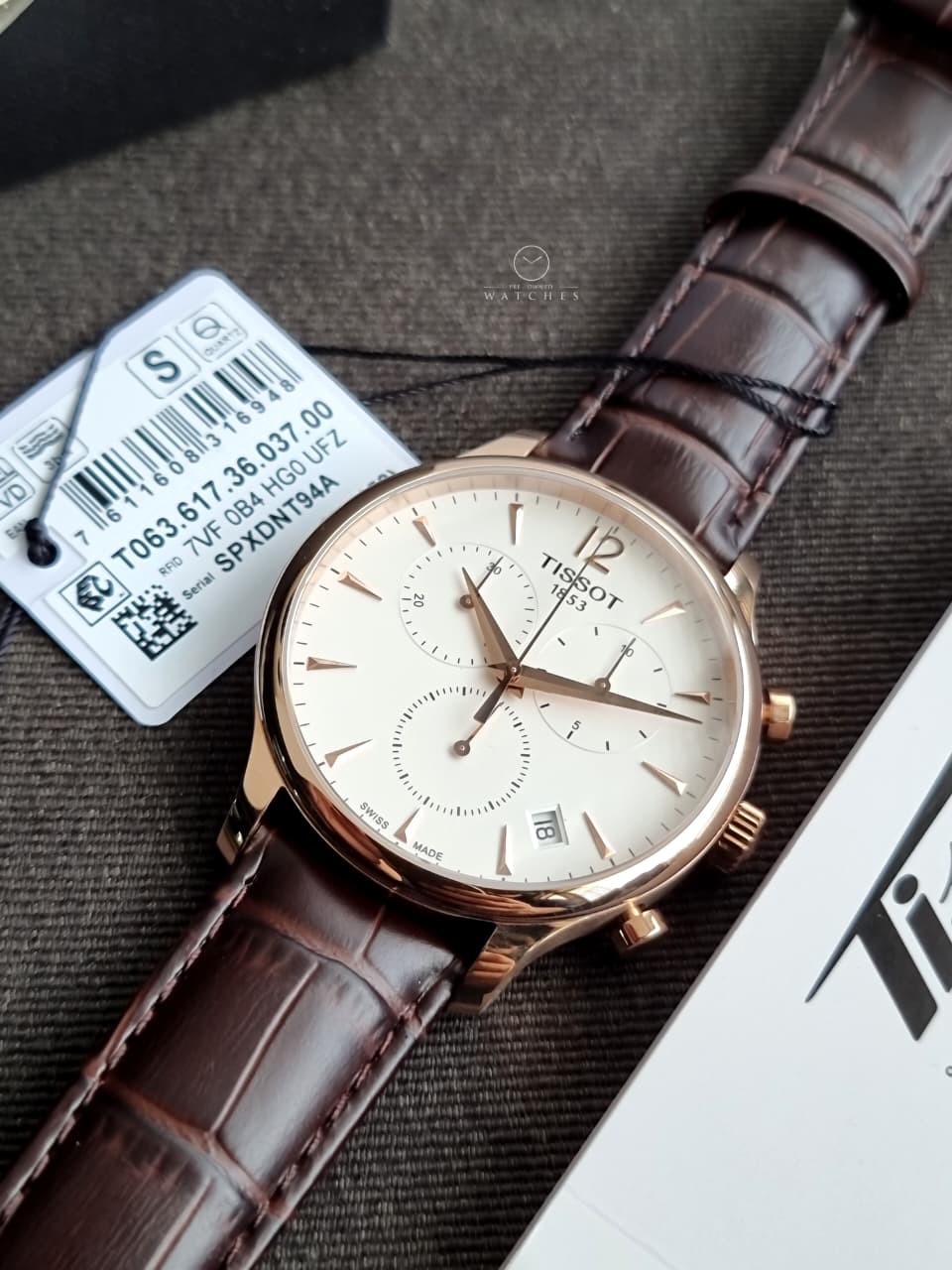 Tissot Tradition Chronograph 42mm Silver Dial Brown Leather Strap Swiss Quartz Men's Watch – T063.617.36.037.00