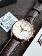 Tissot Tradition Chronograph 42mm Silver Dial Brown Leather Strap Swiss Quartz Men's Watch – T063.617.36.037.00