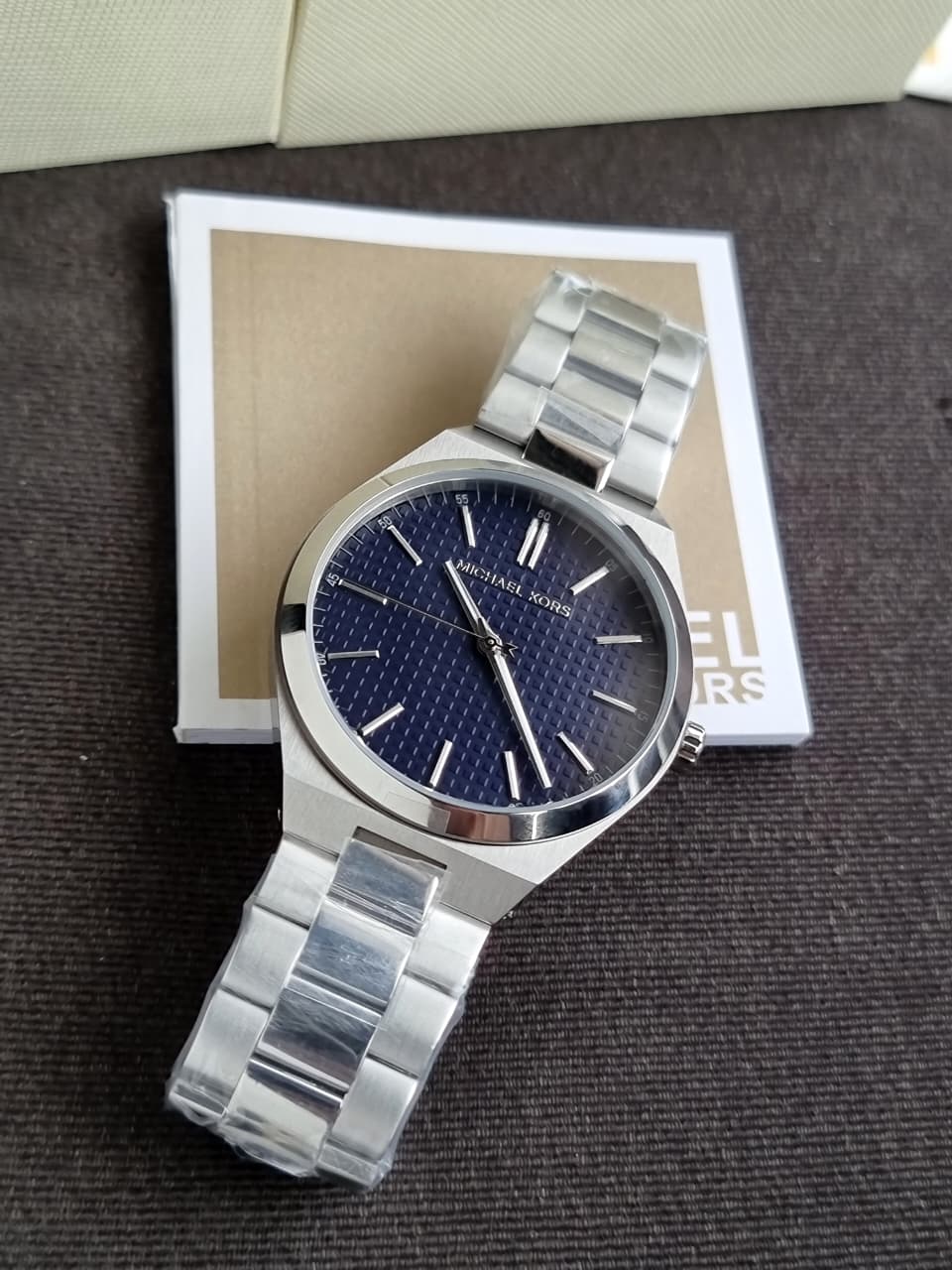 Michael Kors Lennox 43mm Blue Dial Silver Stainless Steel Men's Watch – MK9227