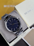 Michael Kors Lennox 43mm Blue Dial Silver Stainless Steel Men's Watch – MK9227
