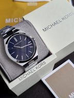 Michael Kors Lennox 43mm Blue Dial Silver Stainless Steel Men's Watch – MK9227