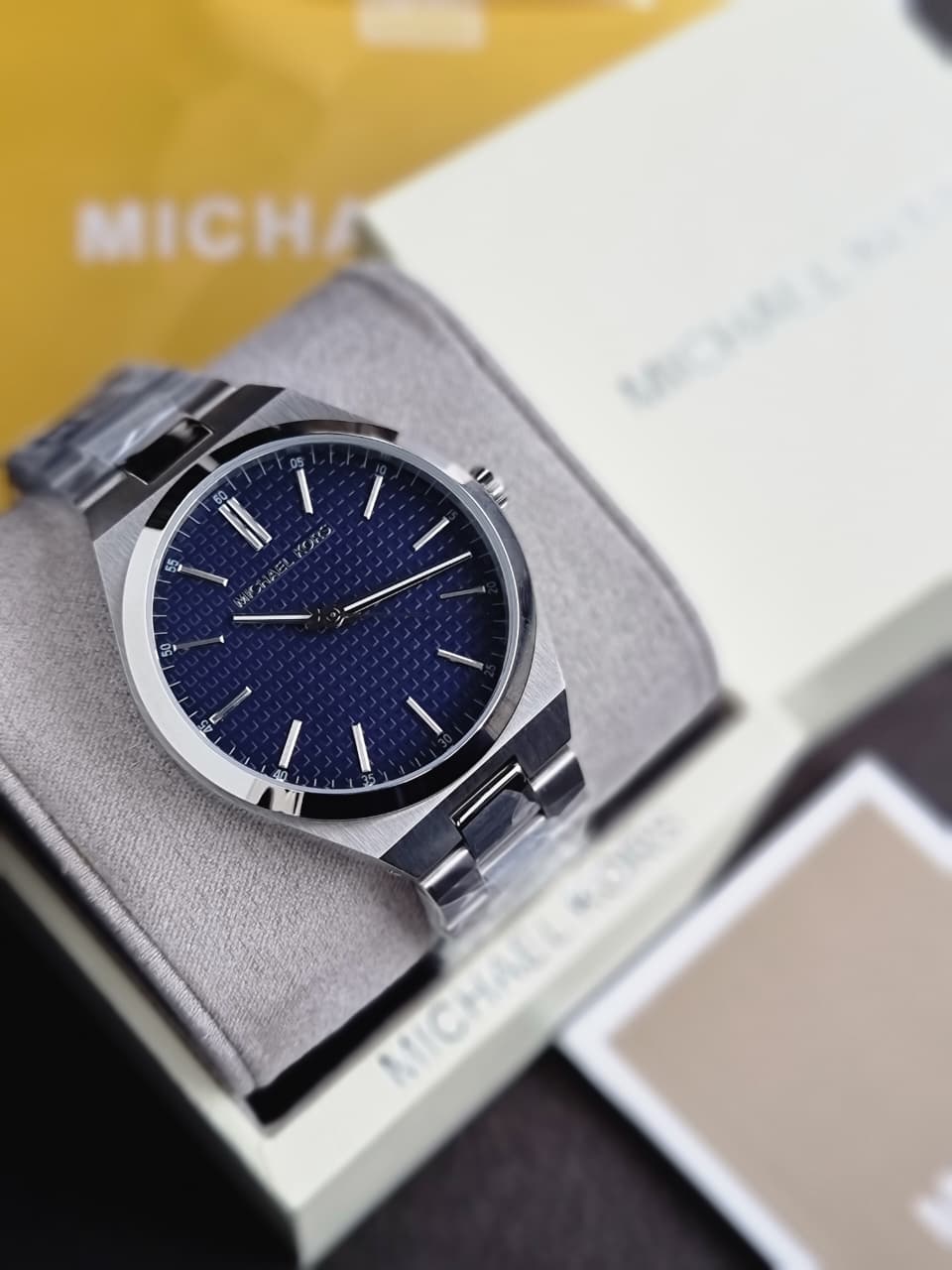 Michael Kors Lennox 43mm Blue Dial Silver Stainless Steel Men's Watch – MK9227