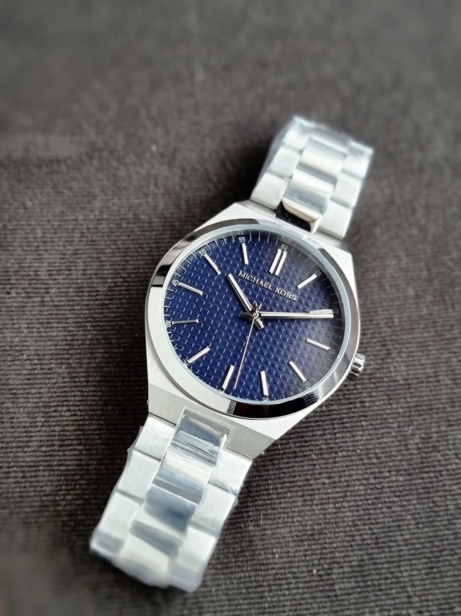 Michael Kors Lennox 43mm Blue Dial Silver Stainless Steel Men's Watch – MK9227 Main Image