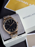 Michael Kors Lennox 43mm Black Dial Gold-Tone Stainless Steel Men's Watch – MK9226