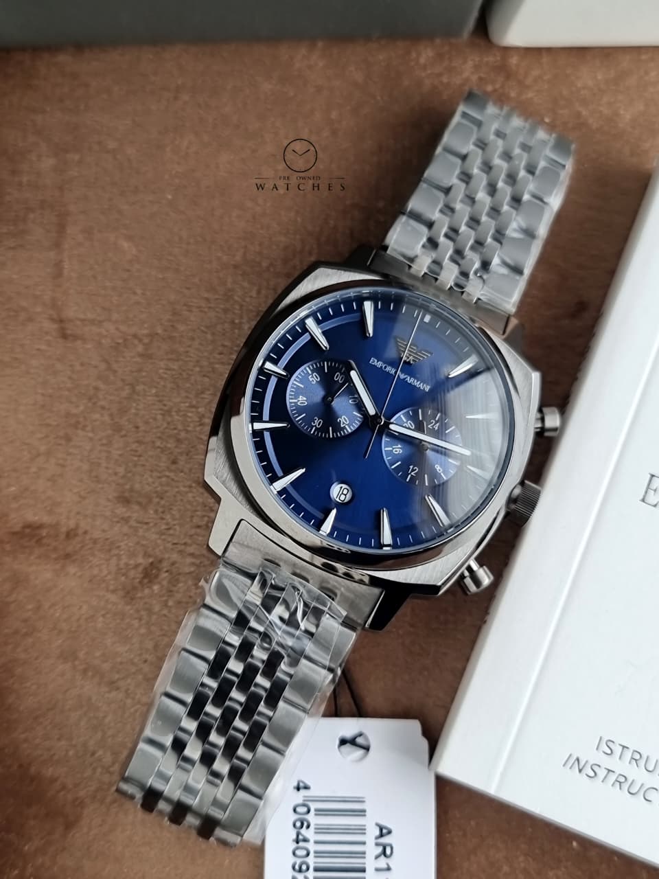 Emporio Armani Carlo 40mm Blue Dial Gunmetal Stainless Steel Chronograph Men's Watch – AR11726