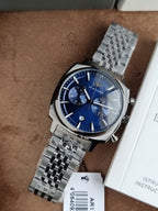 Emporio Armani Carlo 40mm Blue Dial Gunmetal Stainless Steel Chronograph Men's Watch – AR11726