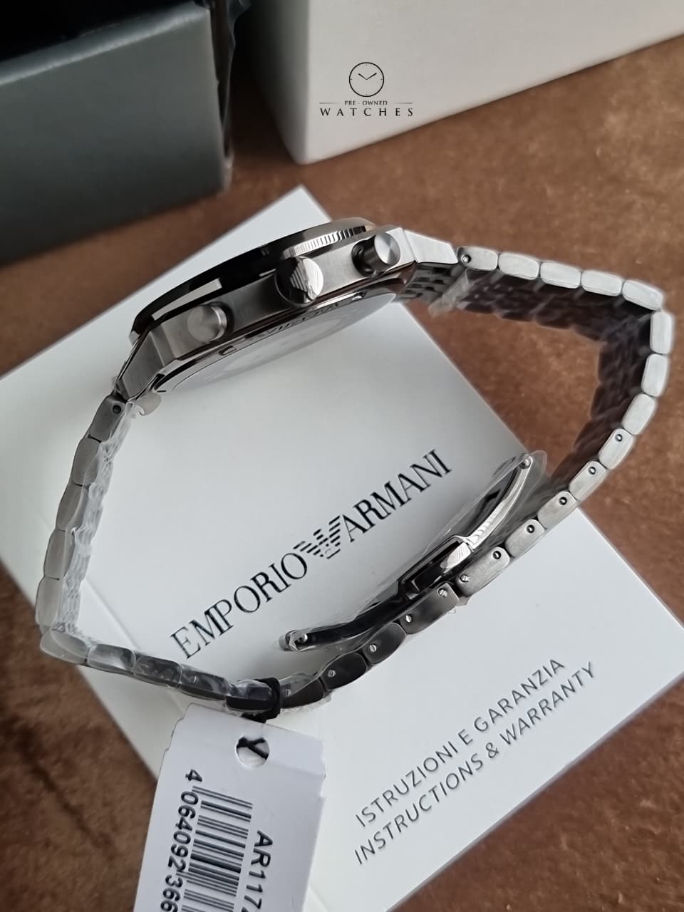 Emporio Armani Carlo 40mm Blue Dial Gunmetal Stainless Steel Chronograph Men's Watch – AR11726