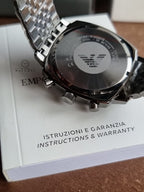Emporio Armani Carlo 40mm Blue Dial Gunmetal Stainless Steel Chronograph Men's Watch – AR11726
