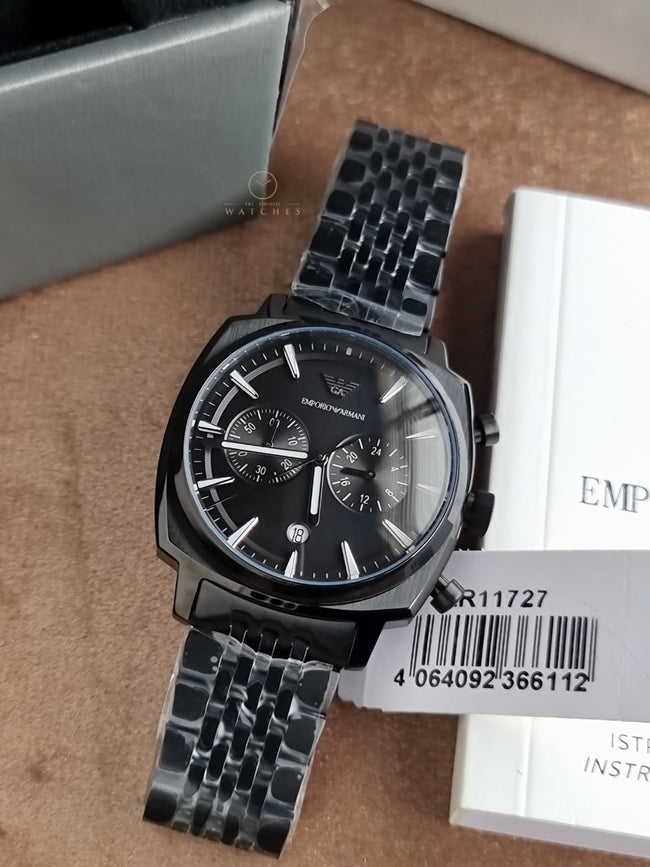Emporio Armani Carlo 40mm Black Dial Black Stainless Steel Chronograph Men's Watch – AR11727 Hover Image