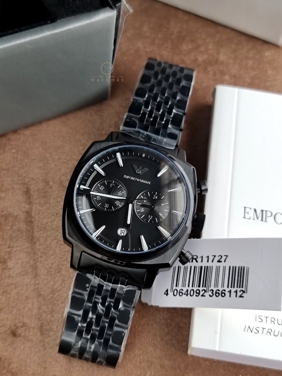 Emporio Armani Carlo 40mm Black Dial Black Stainless Steel Chronograph Men's Watch – AR11727