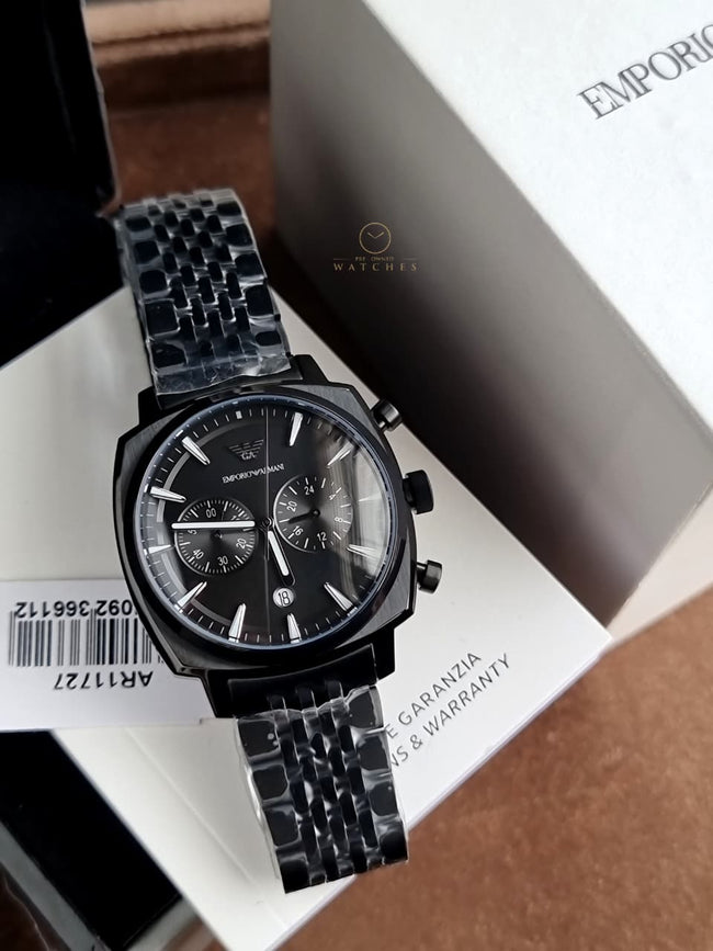 Emporio Armani Carlo 40mm Black Dial Black Stainless Steel Chronograph Men's Watch – AR11727 Main Image