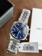 Emporio Armani Carlo 40mm Blue Dial Silver Stainless Steel Chronograph Men's Watch – AR11688