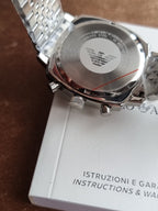 Emporio Armani Carlo 40mm Blue Dial Silver Stainless Steel Chronograph Men's Watch – AR11688