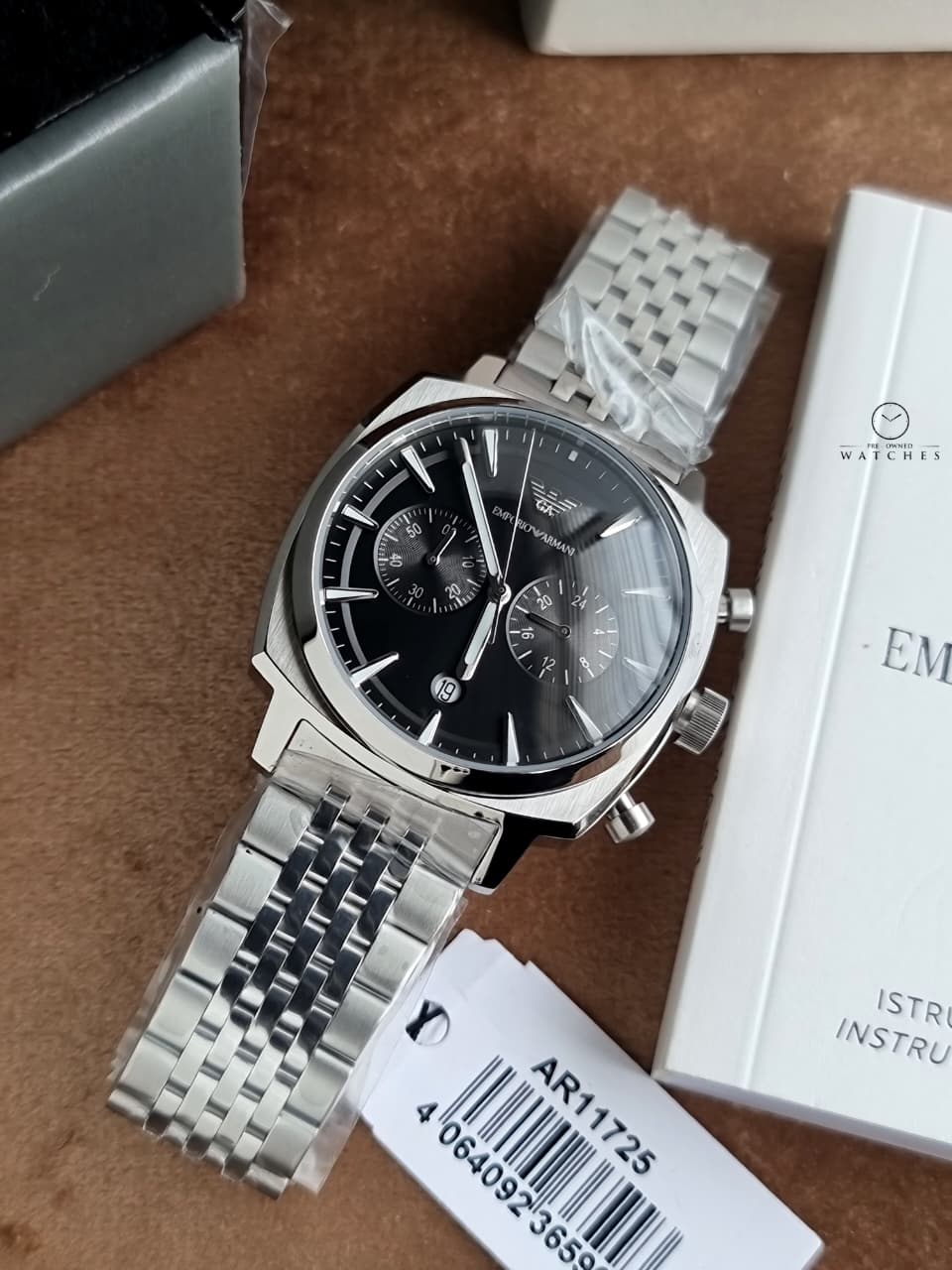 Emporio Armani Carlo 40mm Silver Dial Silver Stainless Steel Chronograph Men's Watch – AR11725