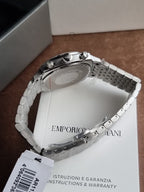 Emporio Armani Carlo 40mm Silver Dial Silver Stainless Steel Chronograph Men's Watch – AR11725