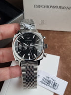 Emporio Armani Carlo 40mm Silver Dial Silver Stainless Steel Chronograph Men's Watch – AR11725