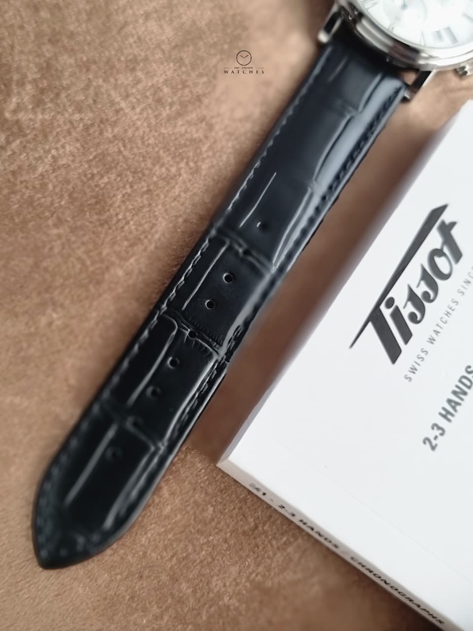 Tissot Carson Premium Chronograph 41mm Silver Dial Black Leather Strap Swiss Quartz Men's Watch – T122.417.16.033.00