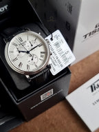 Tissot Carson Premium Chronograph 41mm Silver Dial Black Leather Strap Swiss Quartz Men's Watch – T122.417.16.033.00